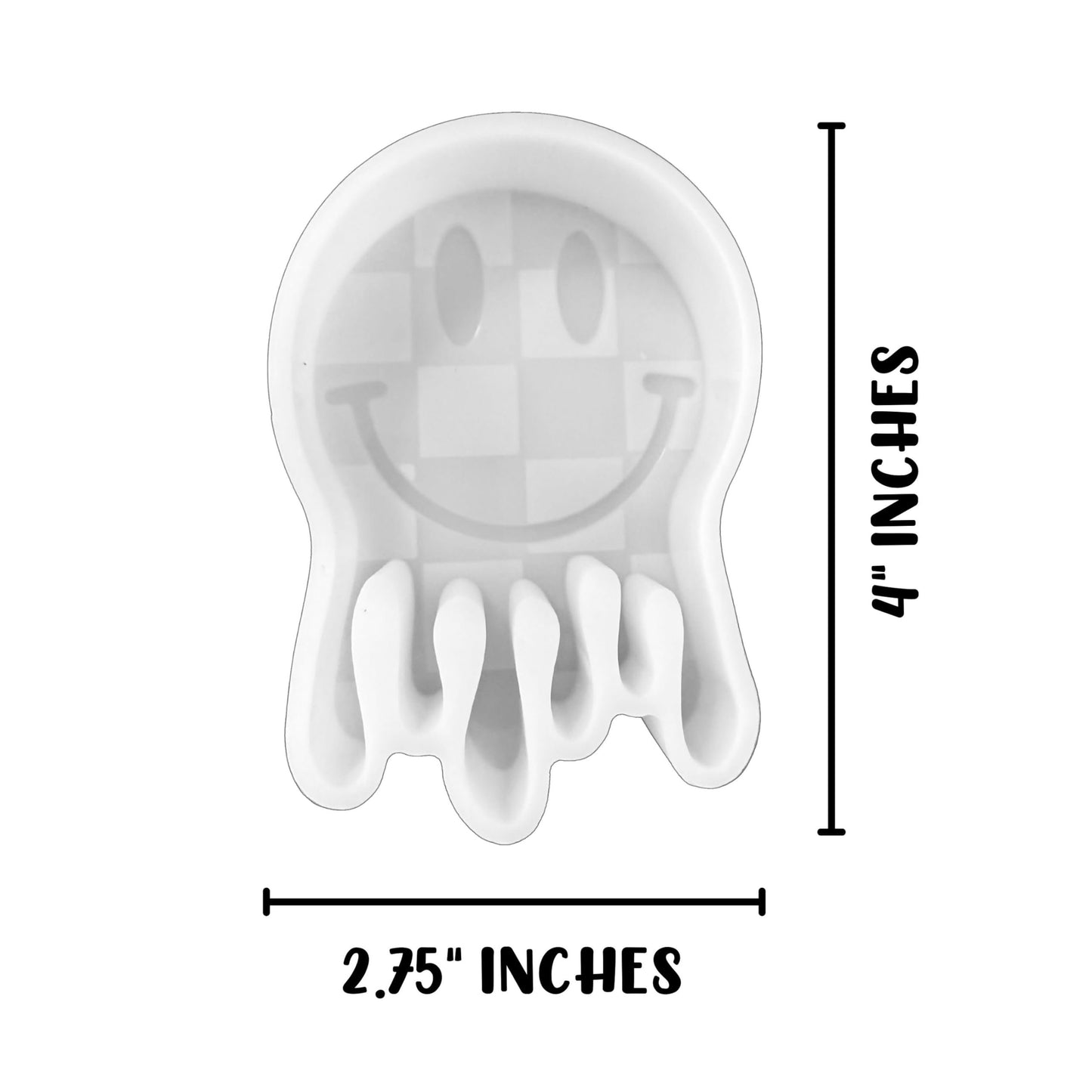 Checkered Drippy Smiley Face Silicone Freshie Mold 2.75x4” 90’s Retro Trendy Car Candle Hanger Unique Drip Design DIY Oven Bake