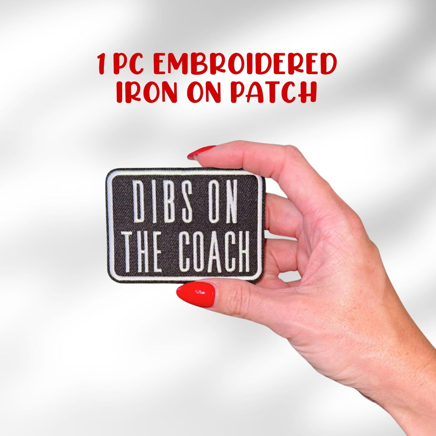 Dibs on the Coach Press On Patch Embroidered for Hat Bar 1pk 3.5x2.4” Rectangle Bundle Football Sports Moms Transfer Heat Press Black and White
