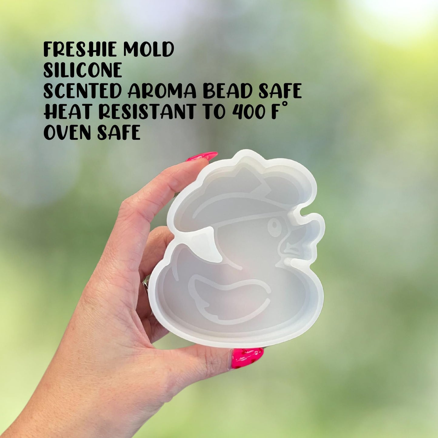 Duck with Cowboy Hat Freshie Silicone Mold 3.9x3.5” for Scented Aroma Beads Oven Safe Bake 400 F SUV Teens You’ve Been Ducked Country