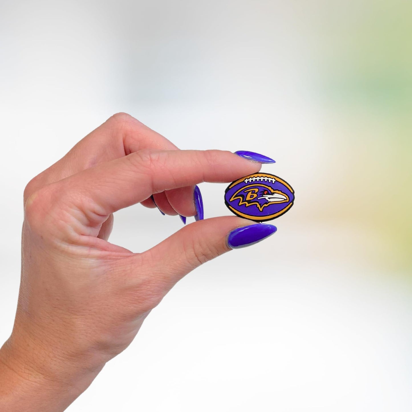 Baltimore Focal Bead Sports Football 12pk 1.17” for Bulk Keychains Silicone Charm Raven Beadable Pens Freshie Hangers Logo Game Day Purple Gold