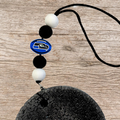 Seattle Focal Bead Sports Football 12pk 1.17” for Bulk Keychains Silicone Charm Sea Beadable Pens Freshie Hawk Hangers Logo Game Day Green Blue