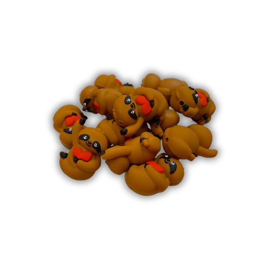 Sloth Holding a Heart 3D Silicone Focal Bead 12pk Bulk Zoo Animal Lover Slow Anxiety 2.8cm for Beadable Pen Keychain Freshie Accessories