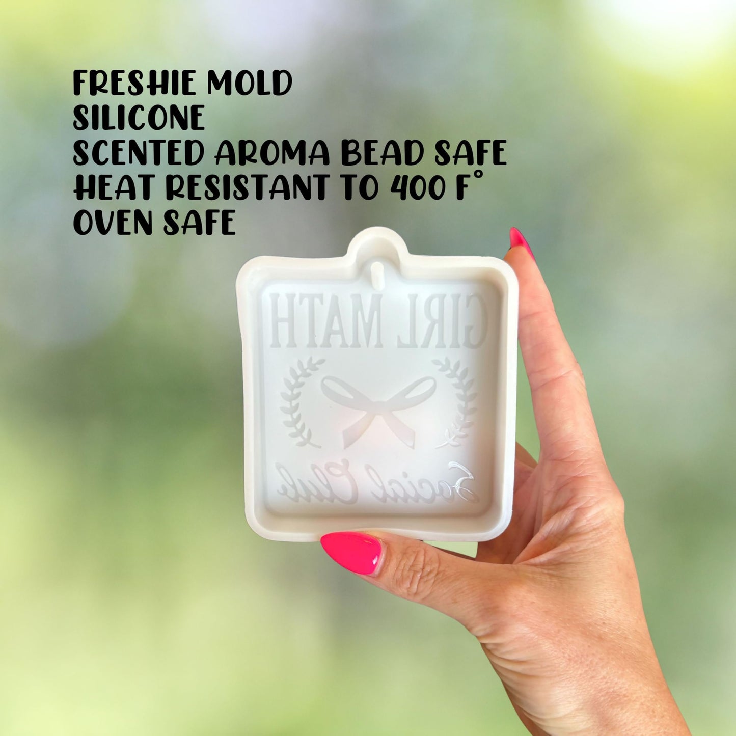 Girl Math Social Club Silicone Freshie Mold 3.5x3.5” Sarcastic Car Freshener Aroma Beads Hot Girl Hit Curbs Funny Humor Quote