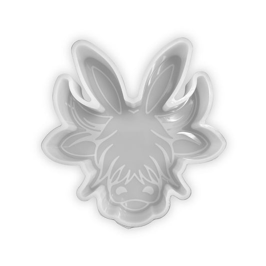 Easter Highland Cow with Bunny Ears Freshie Silicone Mold | 5.5x5.5x0.8” inch for Scented Aroma Beads Supplies, Resin, Car Candle, Soap Oven Safe Heat Resistant to 400 F˚ Holiday Egg Furry Hairy Cow