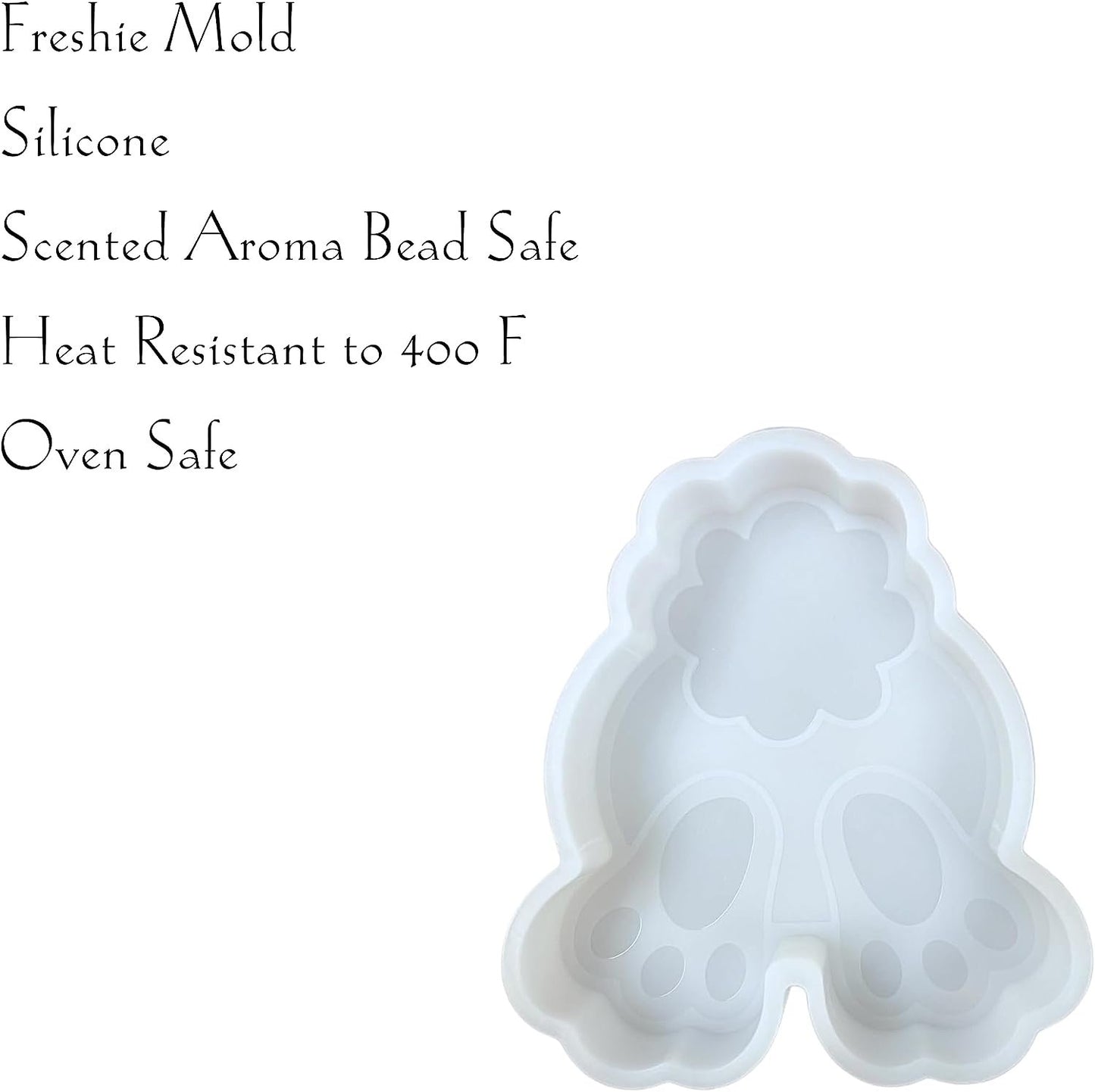 Bunny Tail Butt Easter Car Freshie Silicone Mold 4 x 3.5 x 0.8” inches Easter Bunny Cotton Tail for Scented Aroma Beads Oven Safe Bake up to 450 F Candy, Resin, Bundle Freshie Supplies