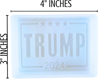 Trump 2024 Freshie Silicone Mold 3 x 4 x 0.8” inches Presidential Election Republican American July for Scented Aroma Beads Supplies Resin, Car Candles, Soap Oven Safe Bake Heat Resistant to 400 F