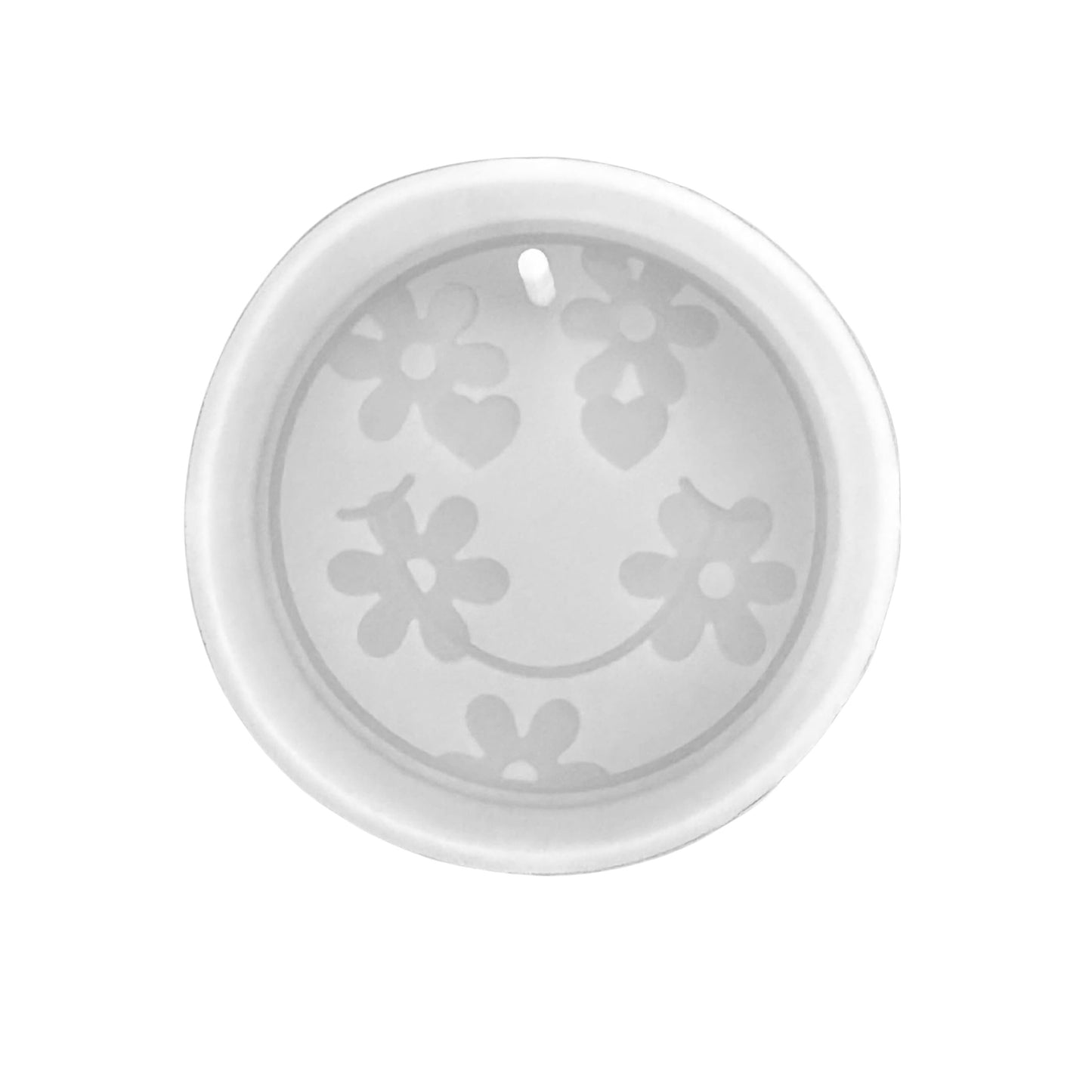 Smiley Face with Flowers Silicone Freshie Mold 4” 90’s Retro Trendy Car Candle Hanger Unique Drip Design DIY Oven Bake Scented