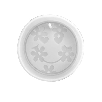 Smiley Face with Flowers Silicone Freshie Mold 4” 90’s Retro Trendy Car Candle Hanger Unique Drip Design DIY Oven Bake Scented