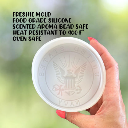 Military United States Branch Silicone Freshie Mold 4” Circle 0.8” D Scented Aroma Beads Men’s Patriotic Aviation Sailing Veteran Soldier American Flag USA