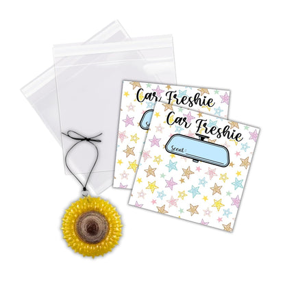 Stars Colorful Cardstock Inserts for Car Freshie Bags 30pk 5.6x5.6” Packaging Care Instructions Ideal for Sacks 6” Square Backers for Customers
