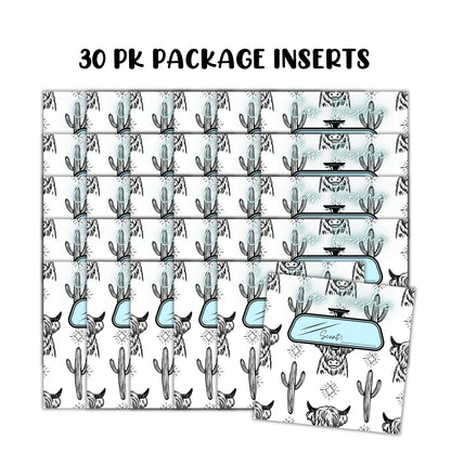 Freshie Bag Cardstock Insert 30pk 5.6x5.6” Ideal for 6” Square Holographic Bags Western Country Rounds Packaging with Care Instructions for Client Cards