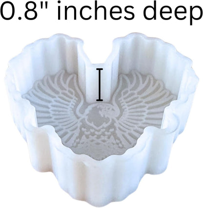 Eagle American Freshie Silicone Mold 4 x 3.5 x 0.8” USA Patriotic Bald Eagle Wings Spread Scented Aroma Beads Supplies Resin, Car Candles, Soap Oven Safe Bake Heat Resistant to 400 F