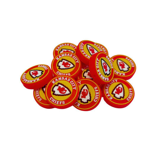 Kansas City Focal Bead Sports Football Shaped 12pk 1.1” for Bulk Keychains Silicone Charm Chief Beadable Pens Freshie Hangers Jewelry Assorted Logo Bowl
