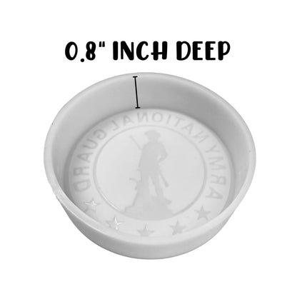 Military Branch United States Guard Silicone Freshie Mold 4” Circle 0.8” D Scented Aroma Beads Men’s Patriotic Veteran Soldier American Flag USA