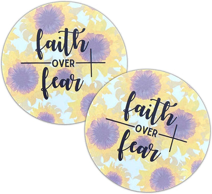 Sunflower Faith Over Fear Cardstock Cutouts for Freshies | 12 Pack | 2.5" Inch Circles | Freshie Supplies | Western Designs