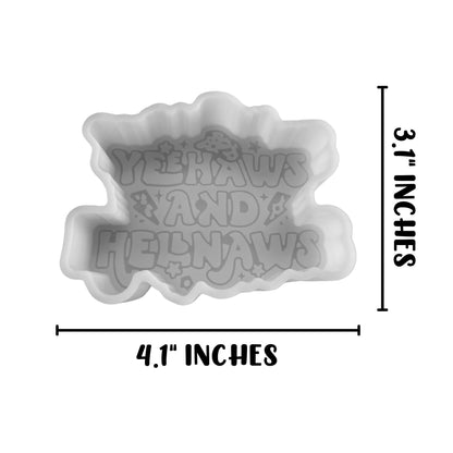 Yeehaws and Hellnaws Silicone Car Freshie Mold Country Music Girls Cowboy Quote Saying Lasso for Scented Aroma Beads Oven Safe