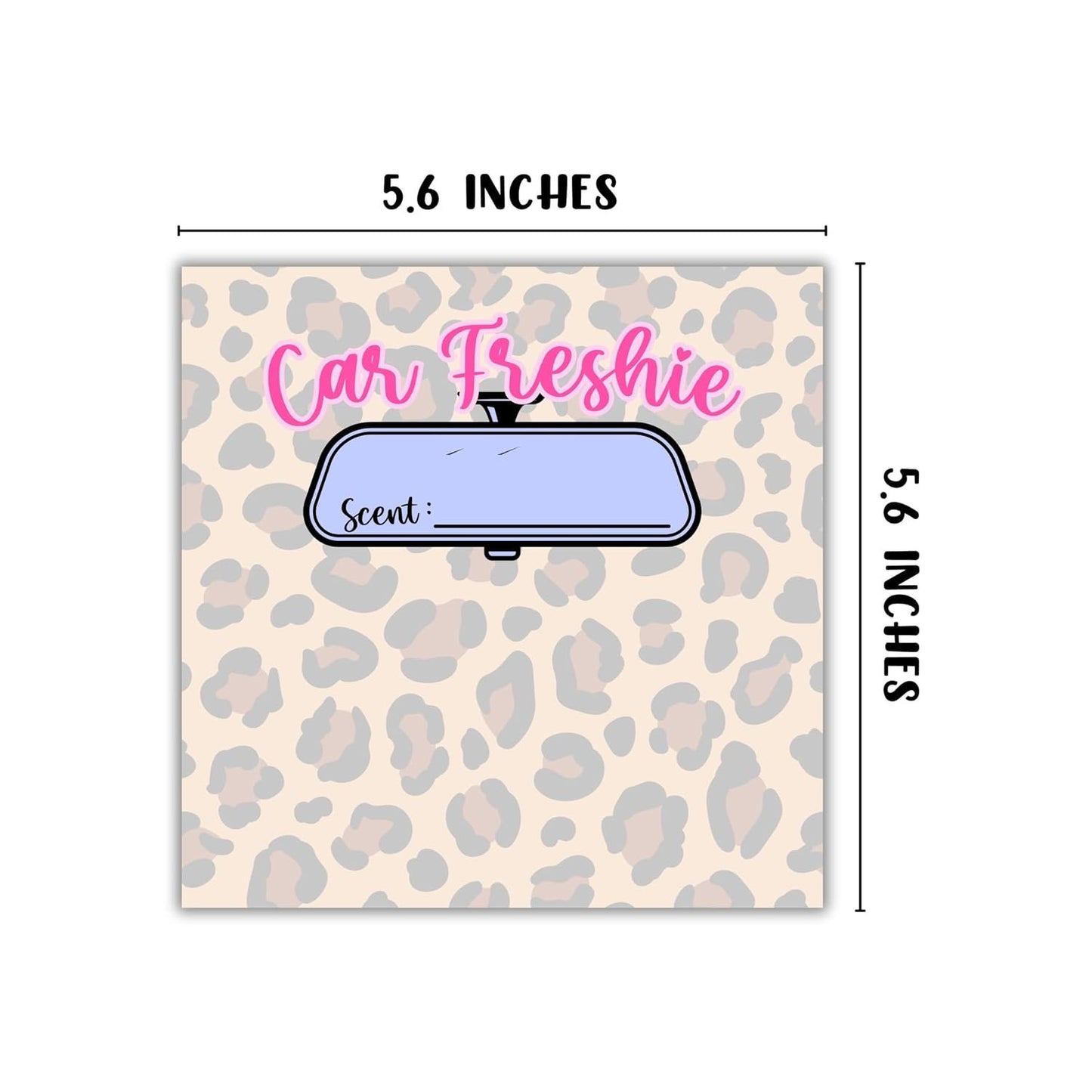 Leopard Print Cheetah Cardstock Inserts for Car Freshie Bags 30pk 5.6x5.6” Packaging Care Instructions Ideal for Sacks 6” Square Backers for Customers Country