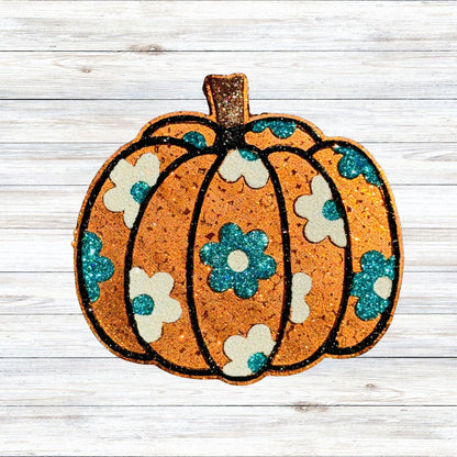Pumpkin with Flowers Silicone Mold Car Freshie 4x3.75” Fall Halloween 90’s Retro Checkered Freshener for Aroma Beads Boo Ghost Harvest