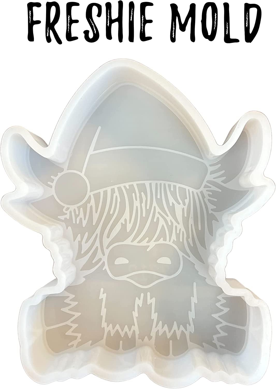 Highland Santa Cow with Santa Hat Silicone Freshie Mold Heat Resistant Baking Scented Aroma Beads Freshie Supplies 3.5 x 2.3 x 1” inches