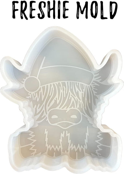 Highland Santa Cow with Santa Hat Silicone Freshie Mold Heat Resistant Baking Scented Aroma Beads Freshie Supplies 3.5 x 2.3 x 1” inches