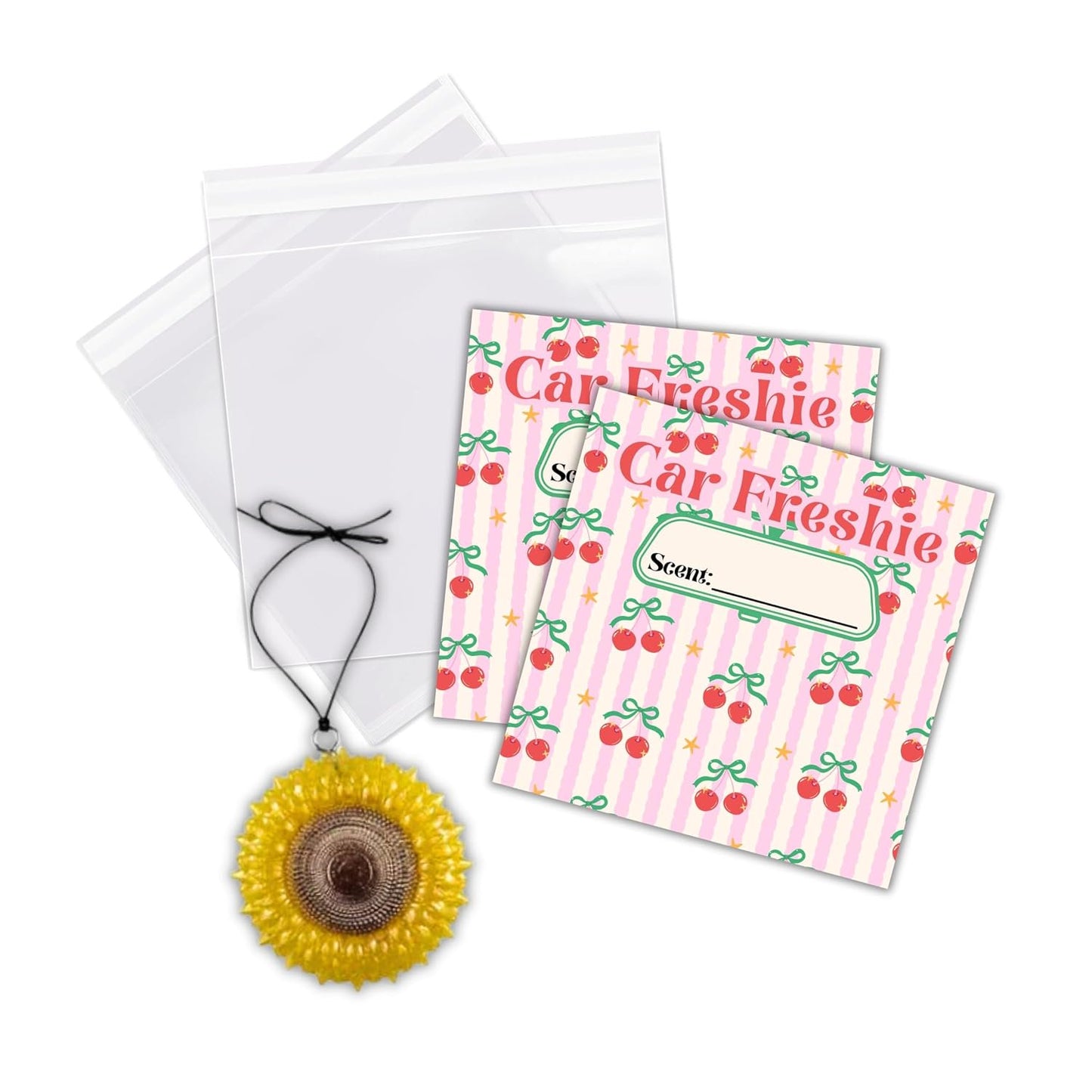 Cherry Stripes Retro Cardstock Inserts for Freshie Bags 30pk 5.6x5.6” Packaging Care Instructions Ideal for Sacks 6” Square Backers for Customers Minimalist