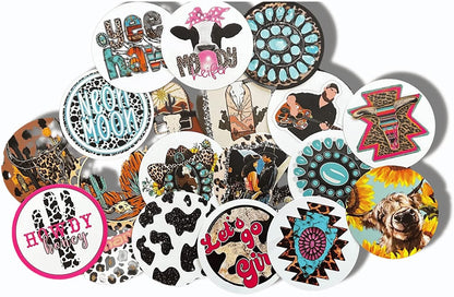 Freshie Cardstock Cutouts Rounds 3” inch for Freshies Random Mix | 32 pk | For Scented Aroma Beads Bake with Mold for Car Freshie Designs, Western, Cow, Leopard, Aztec, Howdy, Bull Skull