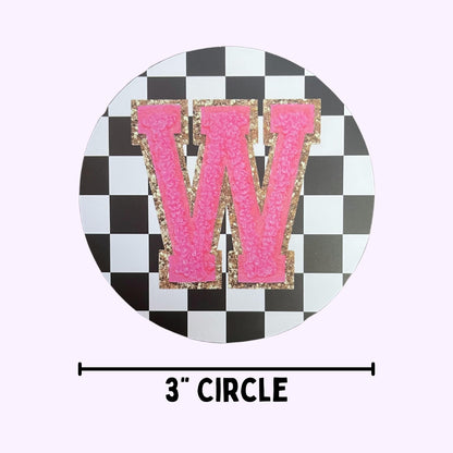 Chenille Letter Freshie Cardstock Cutout Rounds | 26 pk 3” inch Circle Checkered Mix Silicone Molds Assorted Bulk Millennial Boujee Alphabet Teacher, Nurse, Initials