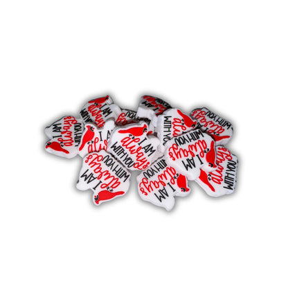 I Am Always with You Red Cardinal 12pk 3cm Silicone Focal Bead in Memory Bird Nature Charm for Beadable Pens Freshie Hangers Keychains DIY