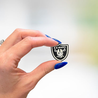 Las Vegas Focal Bead Sports Football 12pk 1.07” for Bulk Keychains Silicone Charm Beadable Pens Freshie Hangers Logo Black and White Game Day