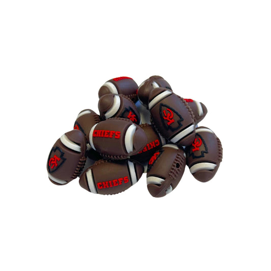 Kansas Focal Bead Sports Football Shaped 12pk 1.16” for Bulk Keychains Silicone Charm Beadable Pens Freshie Hangers Jewelry Assorted