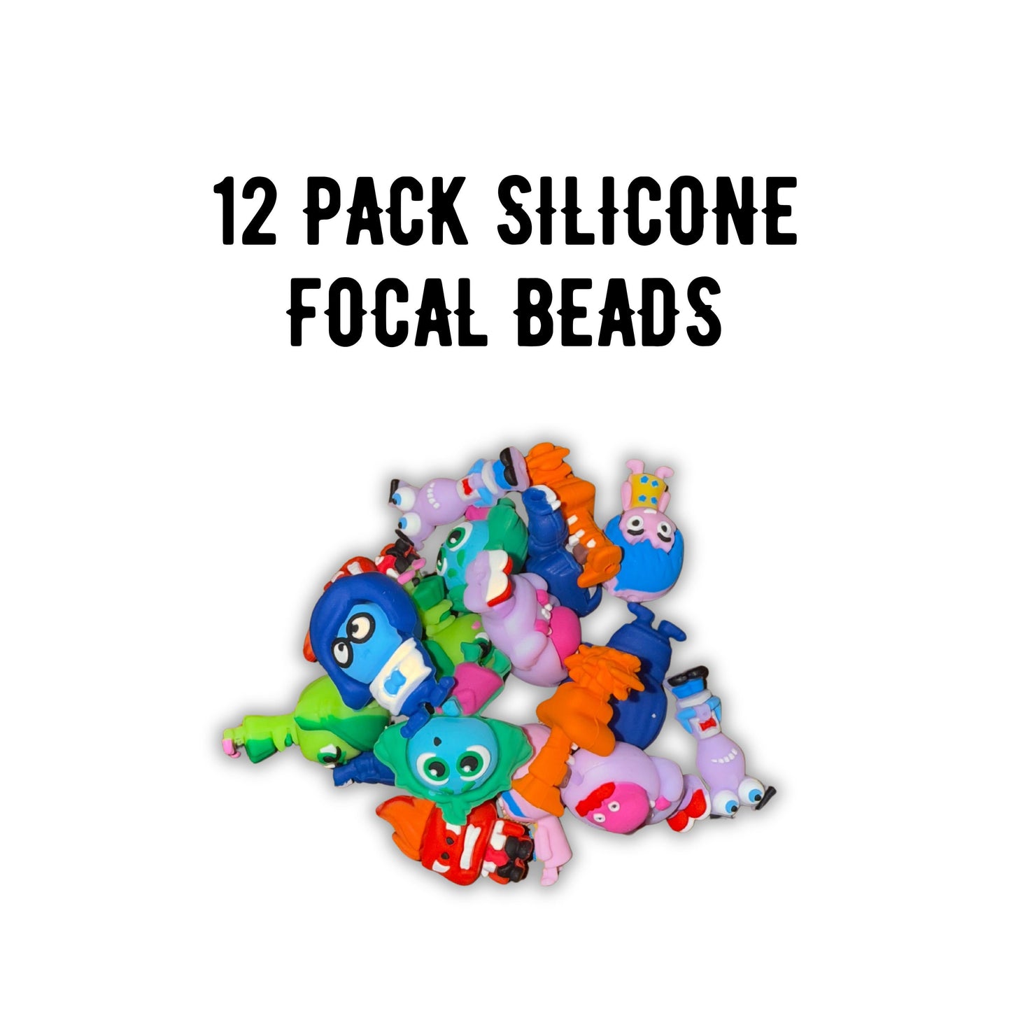 Lashicorn Emotions Characters Silicone Focal Beads Movie Joy Anger Sadness Embarrassment Mixed Bulk 12pk 3cm for Beadable Pen Keychain
