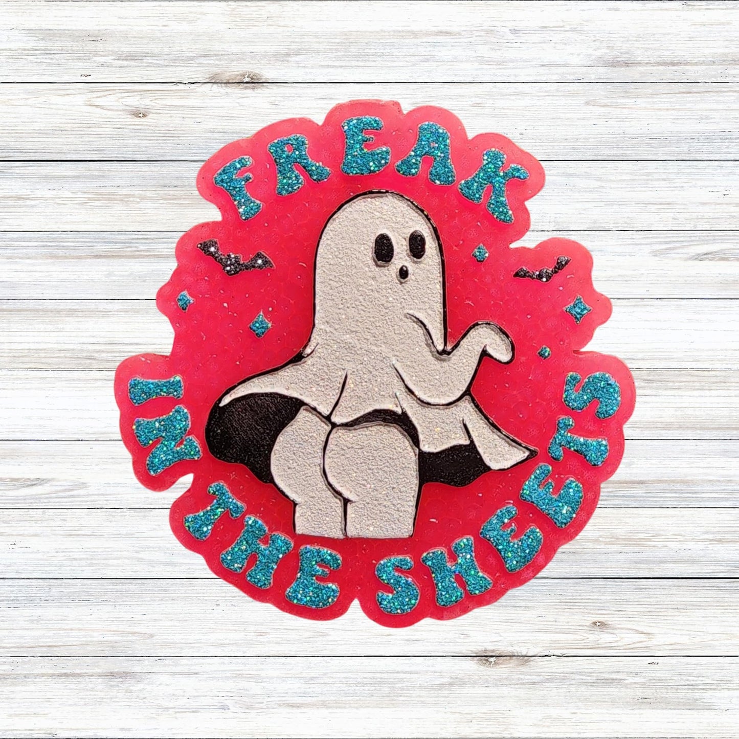 Freak in The Sheets Ghost Boo Silicone Car Freshie Mold Halloween Funny 4.1x4.1x0.8” Boujee Fall Pumpkins Black Cat Aroma Beads Oven Safe