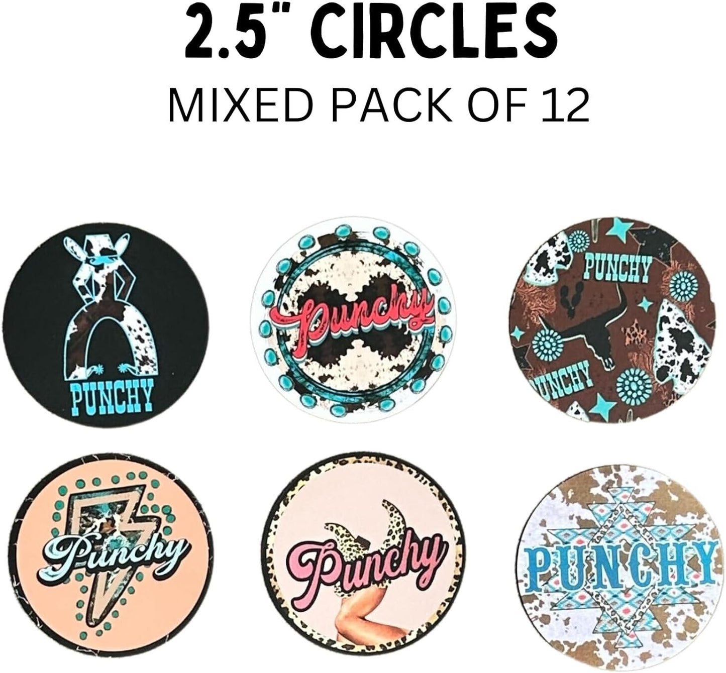 Lashicorn Punchy Freshie Cardstock Cutouts Rounds 2.5” inch | 12 pk Mixed Scented Aroma Beads Bake for Car Freshie Designs Inserts Country Western Cowgirl