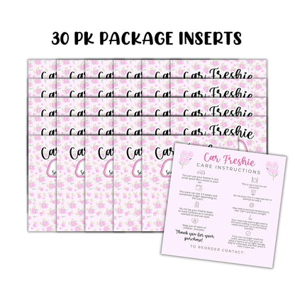 Floral Cardstock Inserts for Freshie Bags 30pk 5.6x5.6” Packaging Care Instructions Ideal for Sacks 6” Square Backers for Customers Flowers Chic