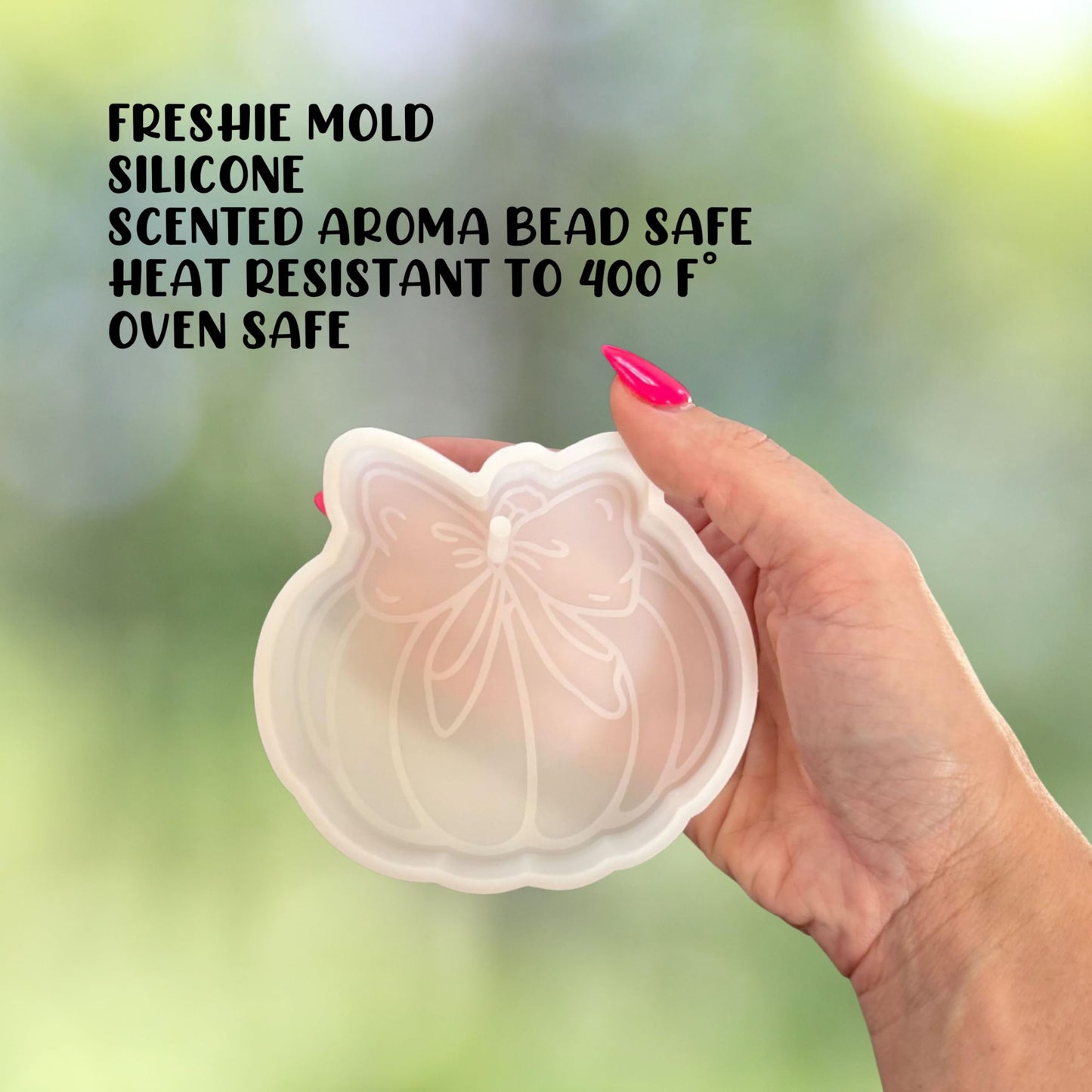 Pumpkin with Bow Silicone Mold Car Freshie 4x3.75” Fall Halloween 90’s Retro Checkered Freshener for Aroma Beads Boo Ghost Harvest