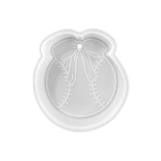 Softball Baseball T-Ball with Bow Silicone Freshie Mold 4x3.6” Car Freshener for Aroma Beads Oven Safe Team Sports Moms Focal