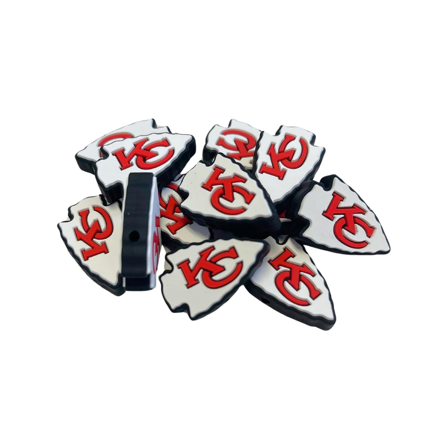 Lashicorn Kansas City Focal Bead Sports Football 12pk 1.14” for Bulk Keychains Silicone Charm Beadable Pens Freshie Hangers Arrowhead Jewelry Assorted Logo
