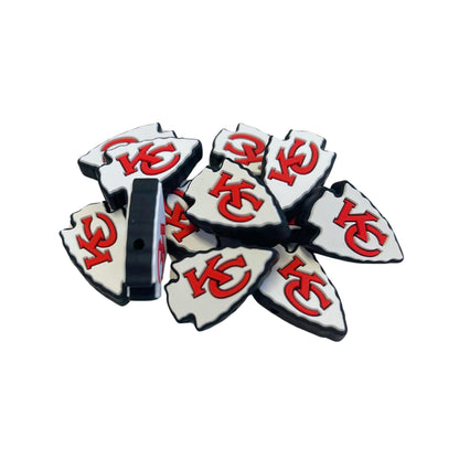 Lashicorn Kansas City Focal Bead Sports Football 12pk 1.14” for Bulk Keychains Silicone Charm Beadable Pens Freshie Hangers Arrowhead Jewelry Assorted Logo