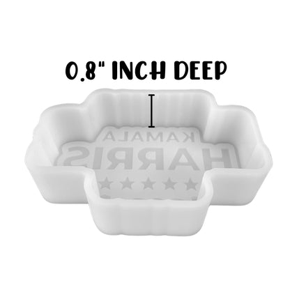 Kamala Harris 2024 Presidential Vote Silicone Freshie Mold 2.75x4.1” Inches Political Democratic Scented Beads Rounds Circle Cutouts