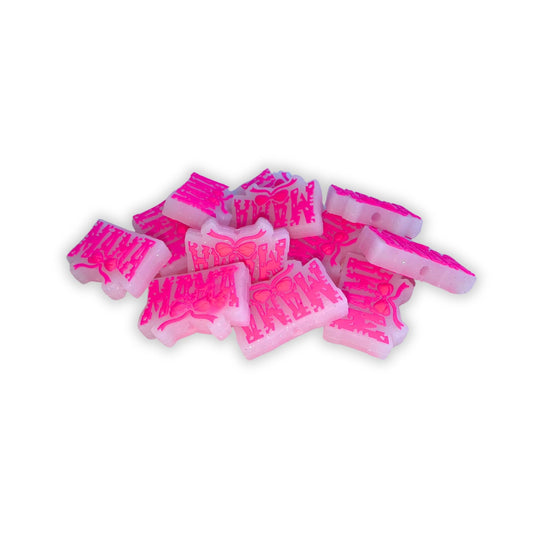 Bow Pink Mama Glow in The Dark Silicone Focal Beads 2.9cm 12pk Bulk Country Dog Cowgirl Hat Boots for Beadable Pen Keychain