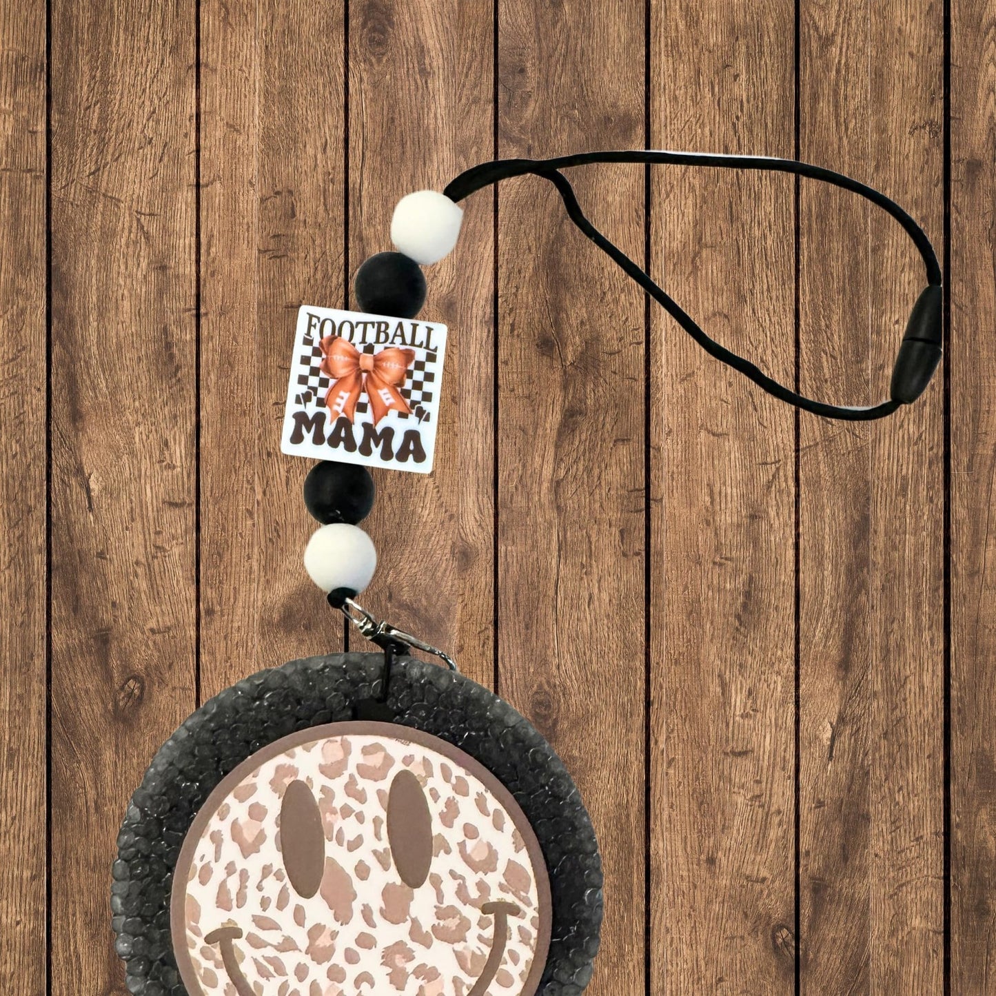 Football Mamas Square Silicone Focal Beads 12pk 2.7cm Lightening Sports Bow for Beadable Pens Freshie Hangers Keychains Coach Gift