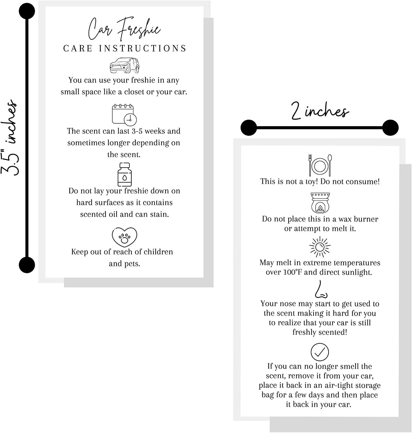 Car Freshie Instruction Card