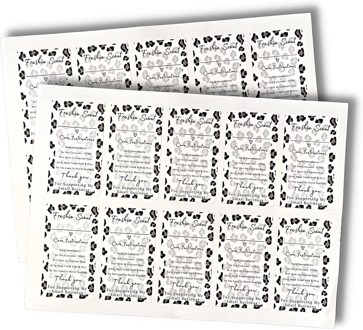 Freshie Label Stickers | 30 Pack | 2x3.5" inches Stickers | Freshies Supplies for DIY Crafts for use with Freshies Supplies, Beads and Silicone Molds, Freshies Scent Labels | Leopard Background Design