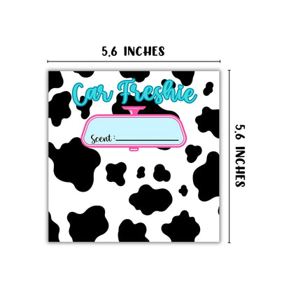 Cow Print Western Cardstock Inserts for Car Freshie Bags 30pk 5.6x5.6” Packaging Care Instructions Ideal for Sacks 6” Square Backers for Customers