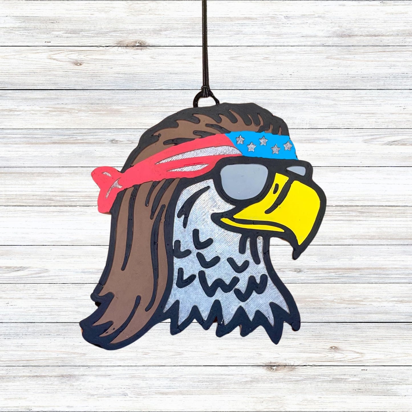 Eagle with American Flag Bandana Silicone Car Freshie Mold 3.9x4.2x0.8” Patriotic Manly for Men Veteran Military 4th of July Aroma Beads