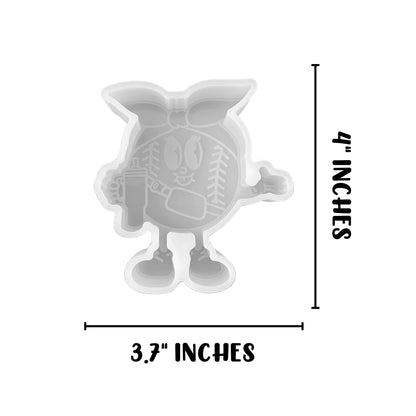 Baseball Softball Sports Ball Girl Holding Tumbler with Handle Boujee Car Freshie Silicone Mold 3.7x4x0.8” Scented Aroma Beads Cardstock