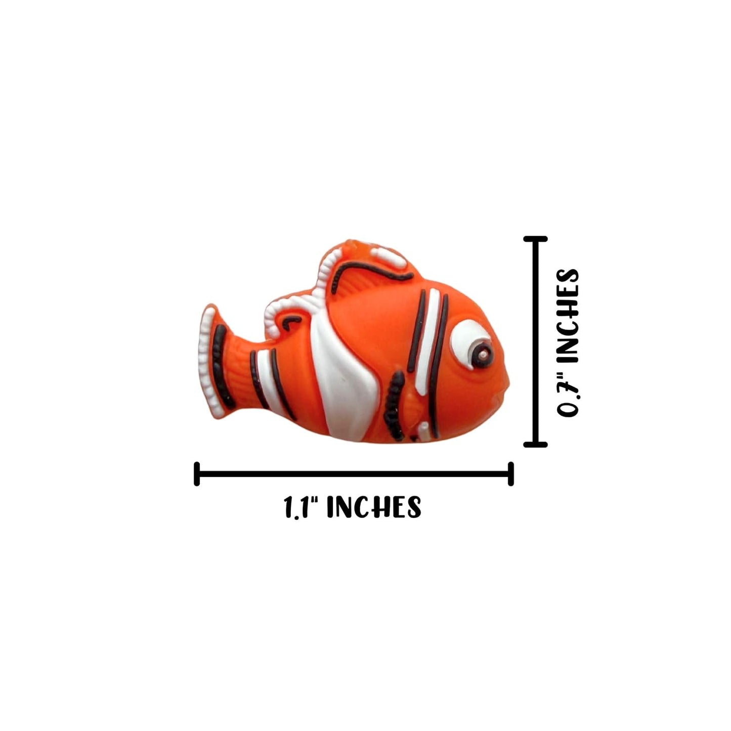 Clown Fish Orange 3D Silicone Focal Beads 12pk Bulk 0.7x0.57x1.1” Finding Character Ocean Beadable Pen 2 Hole Slider Sea Kit Supplies