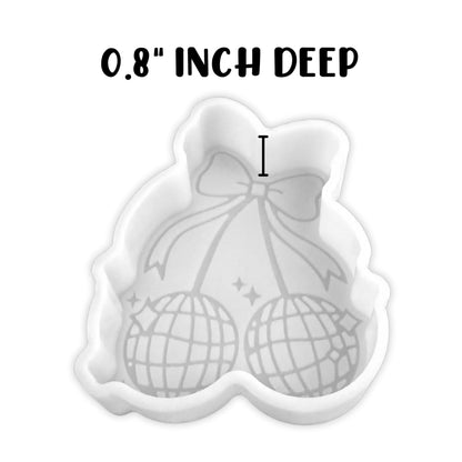 Disco Ball Cherries with Bow Silicone Freshie Mold 3.1x4” Cherry 90’s Retro Trendy Cowgirl Hat Aroma Beads Fragrance Wholesale