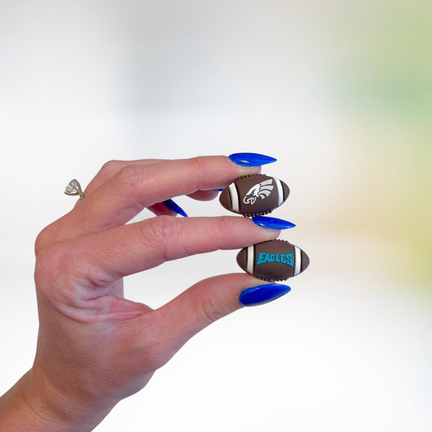 Philadelphia Focal Bead Sports Football Shaped 12pk 1.16” for Bulk Keychains Silicone Charm Eagle Beadable Pens Freshie Hangers Jewelry Assorted