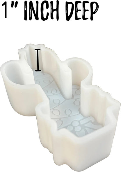 Christmas Cactus with Light in Pot Holiday Freshie Silicone Mold Heat Resistant Baking Scented Aroma Beads Freshie Supplies 5x2.5” inches